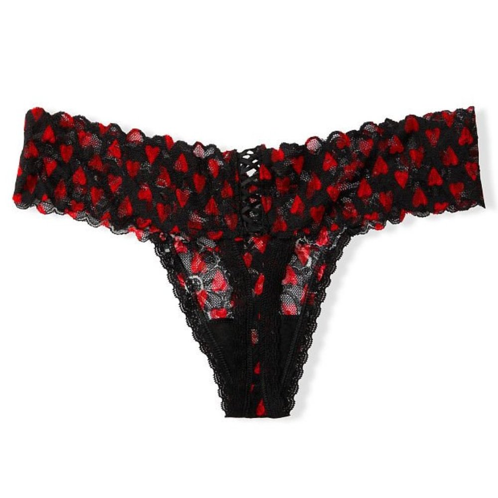 VS XS ❤️ Lace Thong w/Red Hearts NWT Victoria's Secret Gorgeous Romantic NEW - Picture 12 of 16